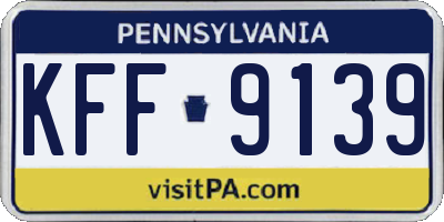 PA license plate KFF9139
