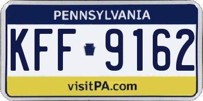 PA license plate KFF9162
