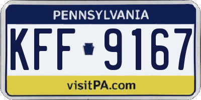 PA license plate KFF9167