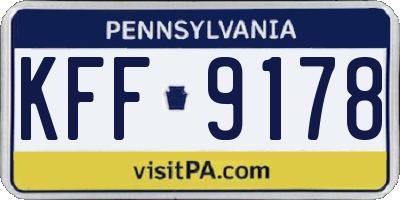 PA license plate KFF9178