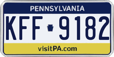 PA license plate KFF9182