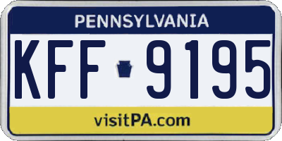 PA license plate KFF9195