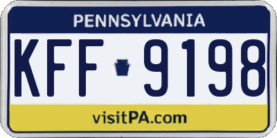 PA license plate KFF9198
