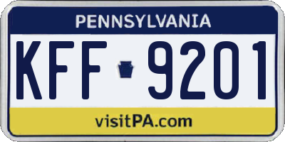 PA license plate KFF9201