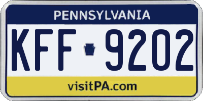 PA license plate KFF9202