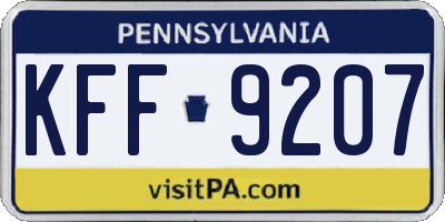 PA license plate KFF9207