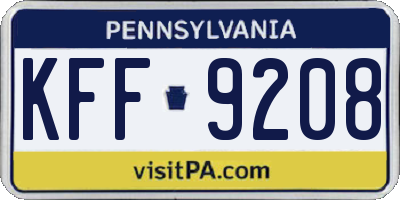 PA license plate KFF9208