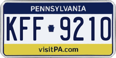 PA license plate KFF9210