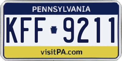 PA license plate KFF9211