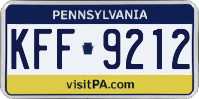 PA license plate KFF9212