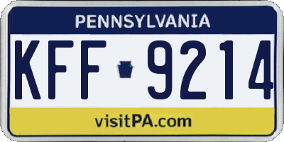 PA license plate KFF9214