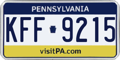 PA license plate KFF9215