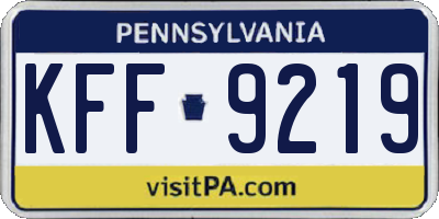 PA license plate KFF9219