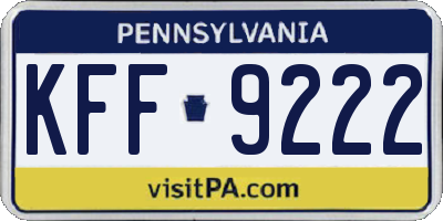 PA license plate KFF9222