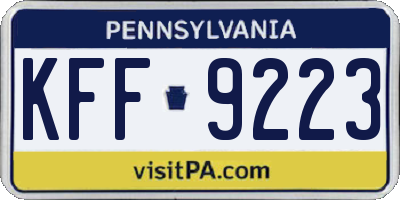 PA license plate KFF9223
