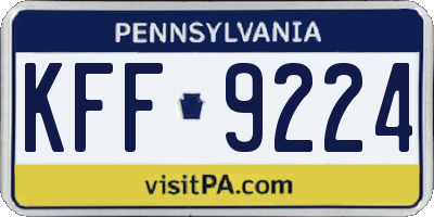 PA license plate KFF9224