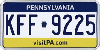 PA license plate KFF9225