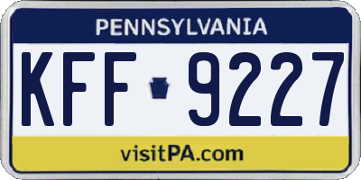 PA license plate KFF9227