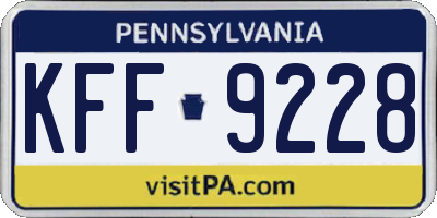 PA license plate KFF9228