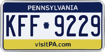 PA license plate KFF9229