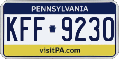PA license plate KFF9230
