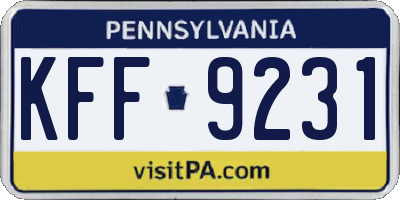 PA license plate KFF9231