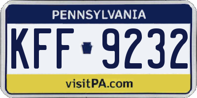 PA license plate KFF9232
