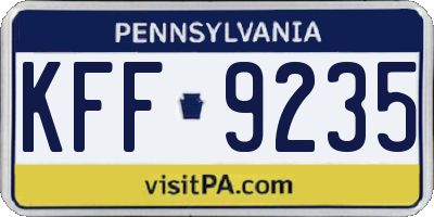 PA license plate KFF9235