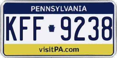 PA license plate KFF9238