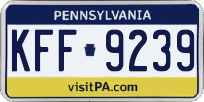 PA license plate KFF9239