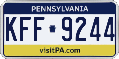 PA license plate KFF9244