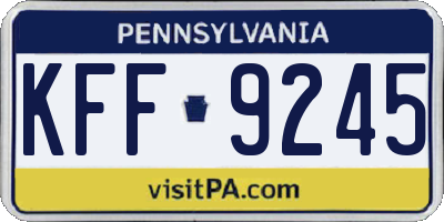 PA license plate KFF9245