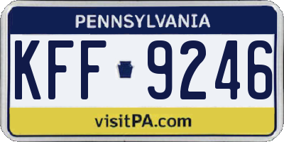 PA license plate KFF9246