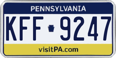 PA license plate KFF9247