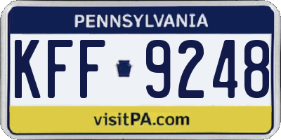 PA license plate KFF9248