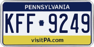 PA license plate KFF9249