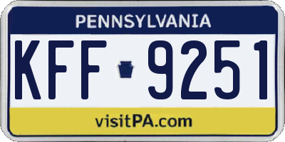 PA license plate KFF9251