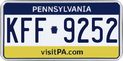PA license plate KFF9252