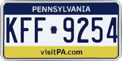 PA license plate KFF9254