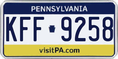 PA license plate KFF9258