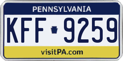 PA license plate KFF9259