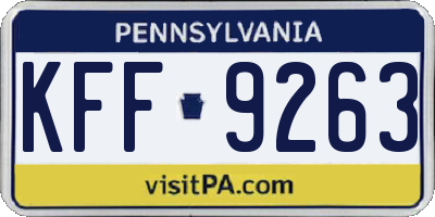 PA license plate KFF9263