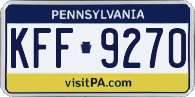 PA license plate KFF9270