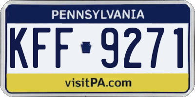 PA license plate KFF9271