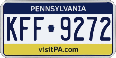 PA license plate KFF9272