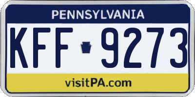 PA license plate KFF9273