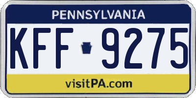 PA license plate KFF9275
