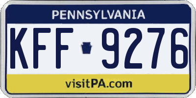 PA license plate KFF9276
