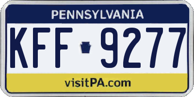 PA license plate KFF9277