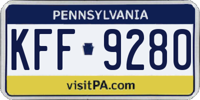PA license plate KFF9280